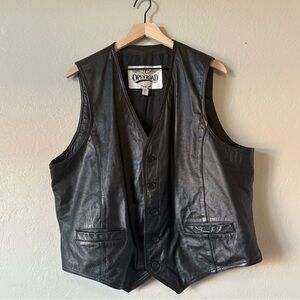Vintage Leather Vest Black Open Road-XL